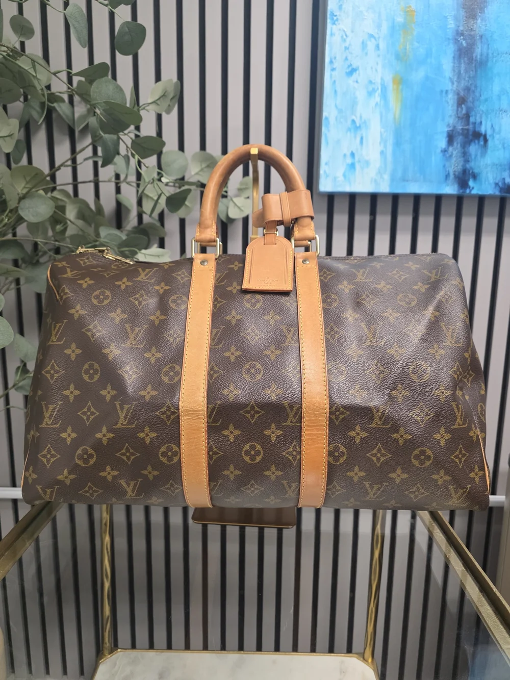 Louis Vuitton Brown Monogram Keepall 45 Travel Duffel